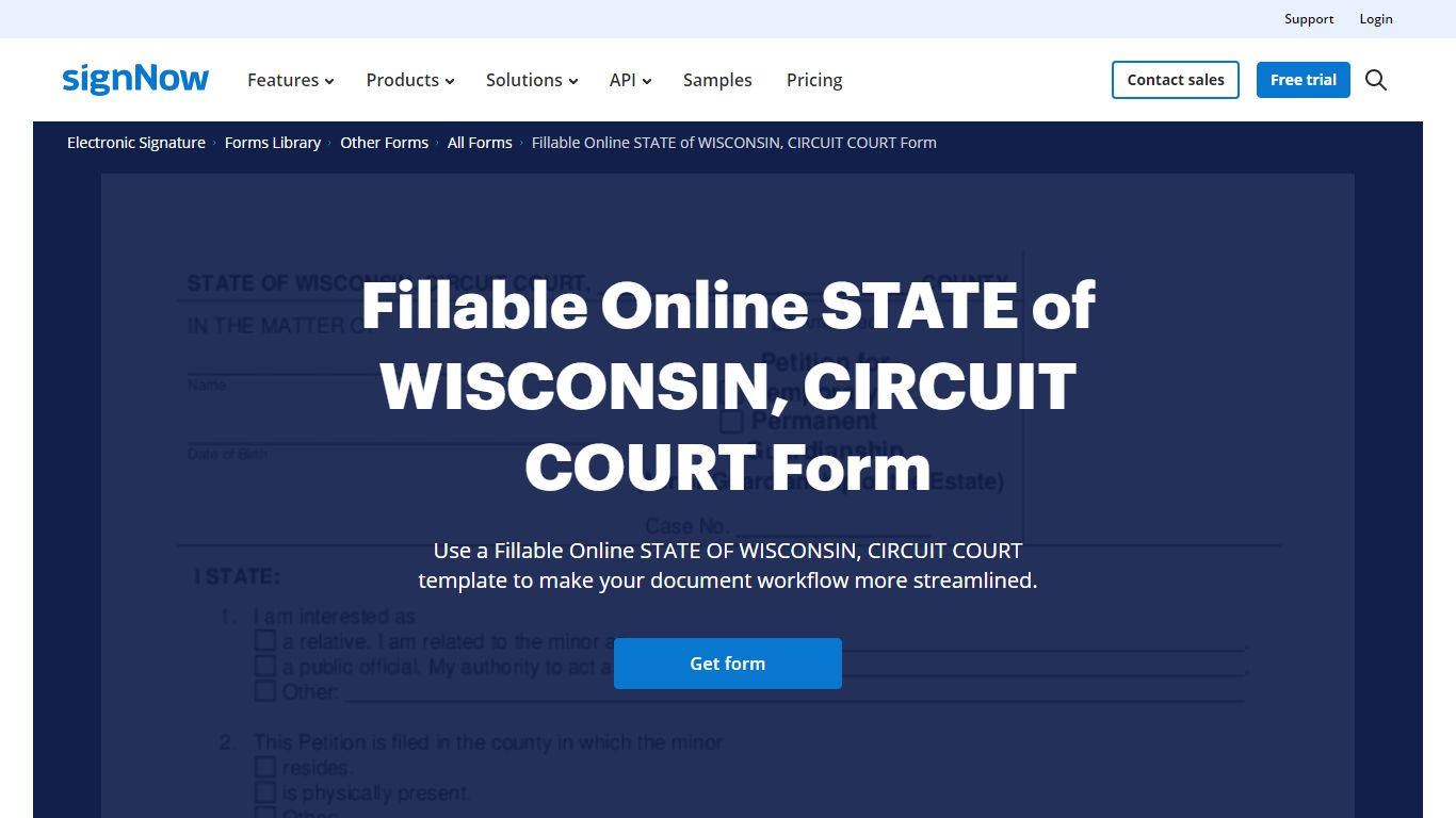 Fillable Online STATE of WISCONSIN, CIRCUIT COURT Form - signNow